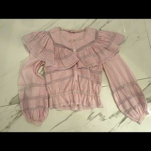 Loveshackfancy ruffle lace long sleeve blouse xs
